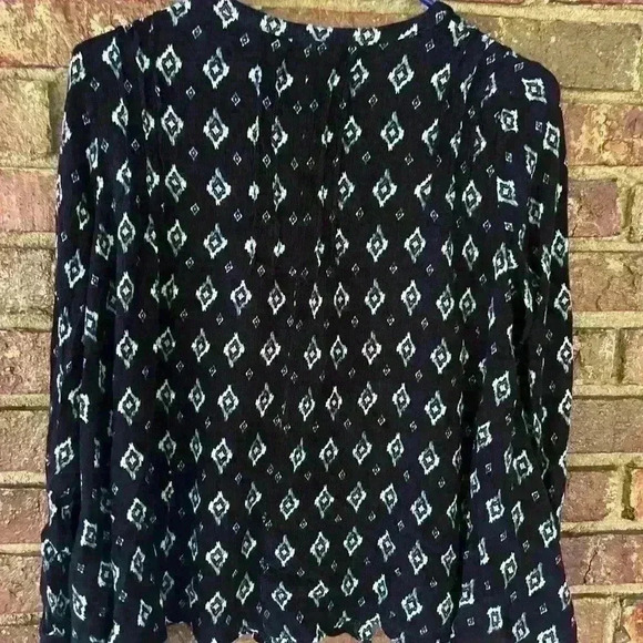 PPLA navy blue and white button up blouse size small - Picture 3 of 6